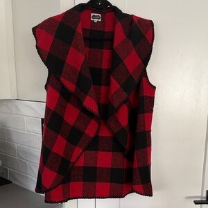 Mud Pie Red and Black Checkered Vest
